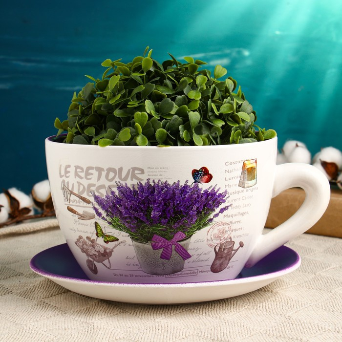 Горшок в форме чашки Горшок в форме чашки "Блум" лаванда, 19х24х12см