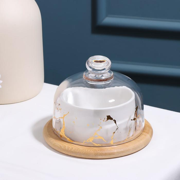 Соусник керамический «Марбл», 150 мл, d=8 см, с подставкой и крышкой Соусник керамический «Марбл», 150 мл, d=8 см, с подставкой и крышкой