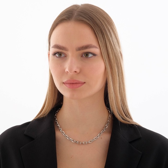 Колье «Цепь голден» плетёнка, цвет глянцевое серебро, 45 см Колье «Цепь голден» плетёнка, цвет глянцевое серебро, 45 см