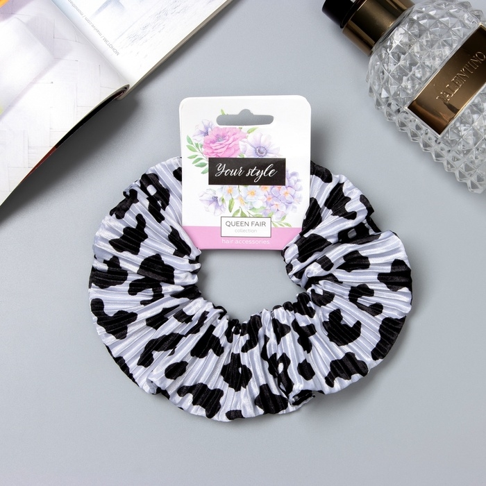 Резинка для волос Резинка для волос "Орбита" жатка пятна, 12 см, чёрно-белый