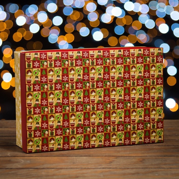 Новый год. Коробка подарочная новогодняя складная, крышка-дно, Новый год. Коробка подарочная новогодняя складная, крышка-дно,"Атмосфера Нового Года " 30 х 20 х 9 см