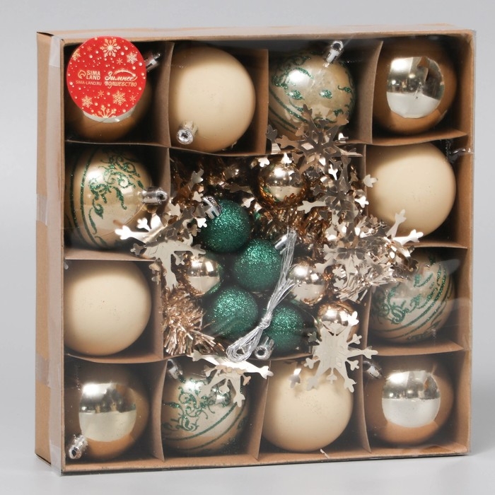 Набор шаров пластик d-6 и 2,5 см, 21 шт «Каникулы» ассорти шёлк, мишура 1 м, микс Набор шаров пластик d-6 и 2,5 см, 21 шт «Каникулы» ассорти шёлк, мишура 1 м, микс