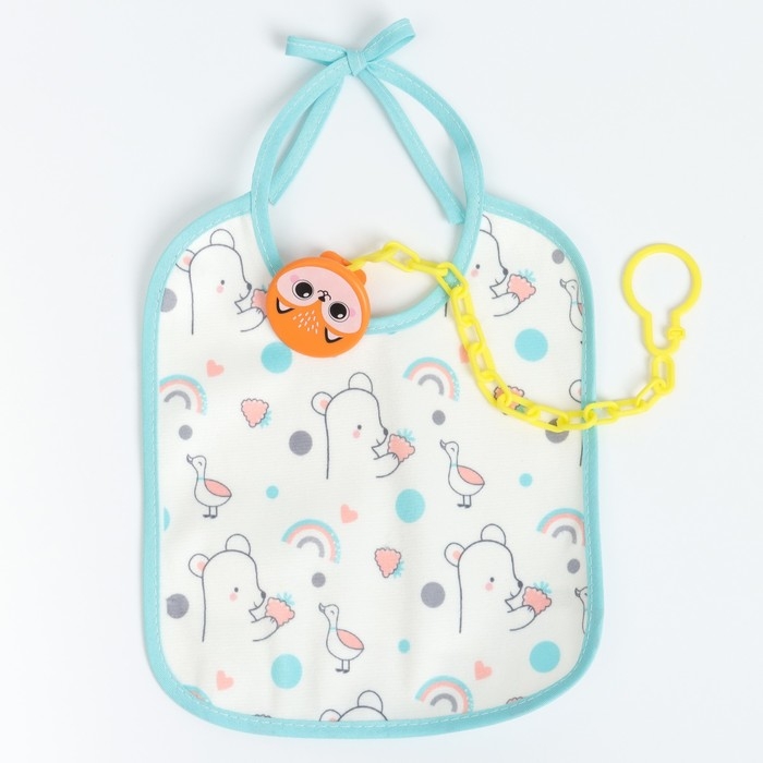 Набор детских слюнявчиков Крошка Я, 3 шт. + подарок, 20х17 см., цвет бирюзовый, розовый, серый Набор детских слюнявчиков Крошка Я, 3 шт. + подарок, 20х17 см., цвет бирюзовый, розовый, серый