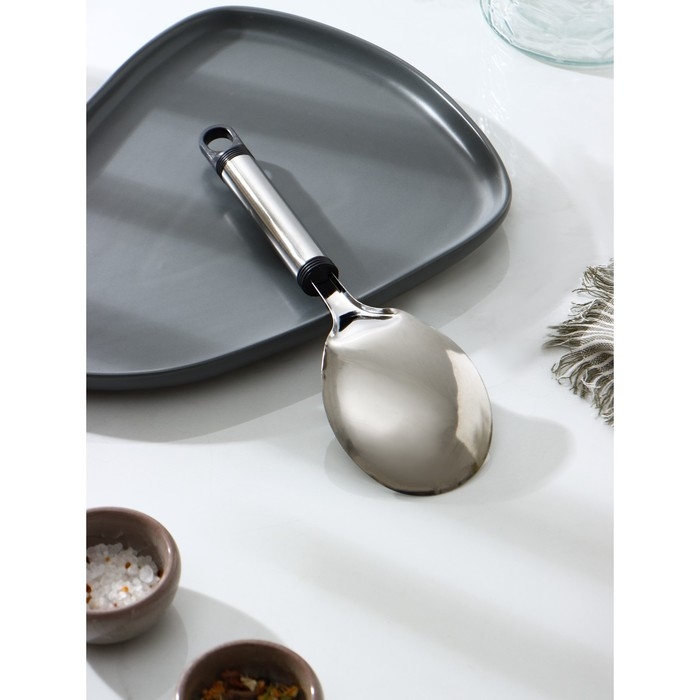 Ложка гарнирная из нержавеющей стали Доляна «Помощник», 26 см, цвет серебряный Ложка гарнирная из нержавеющей стали Доляна «Помощник», 26 см, цвет серебряный