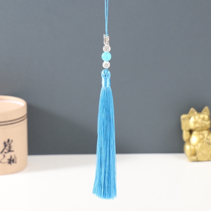 Подвеска текстиль, металл  Подвеска текстиль, металл "Бабочка" синяя 1х1,2х16,5 см