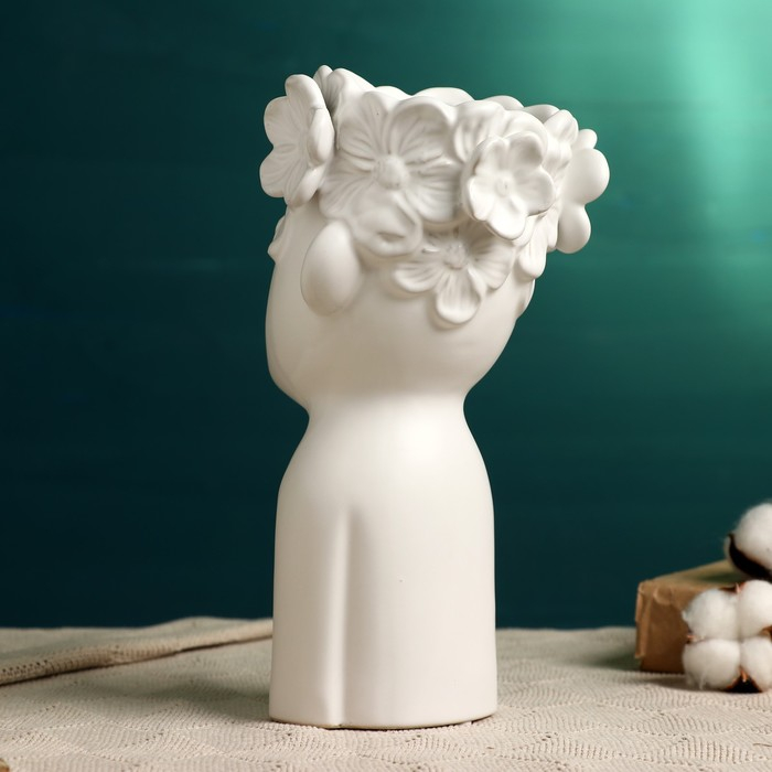 Кашпо - ваза  Кашпо - ваза "Мальчик с венком" белое, 28х12х14см