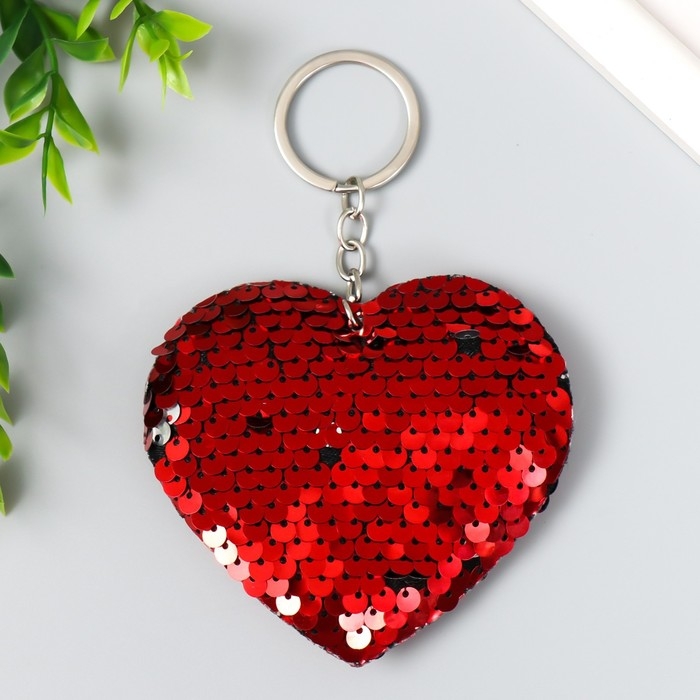 Брелок текстиль пайетки Брелок текстиль пайетки "Сердечко" МИКС 9х8 см