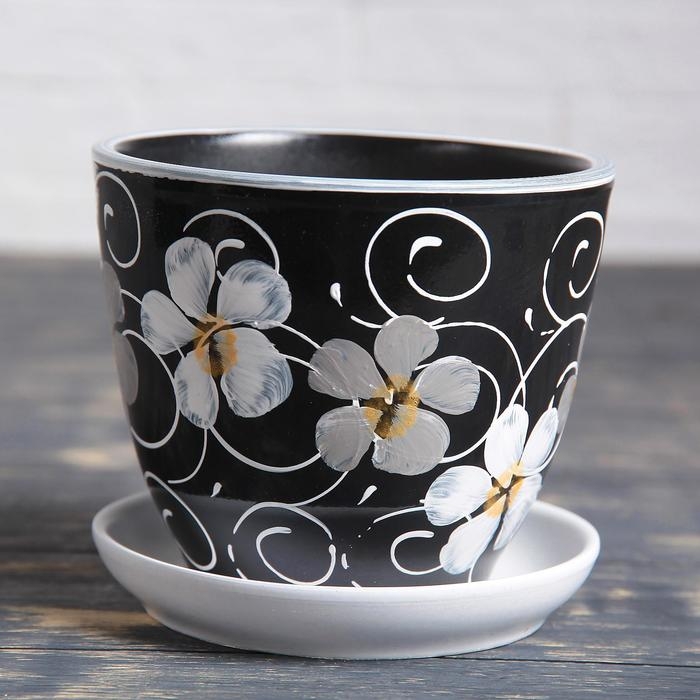 Горшок цветочный Фиалка ночная 1л с подставкой Горшок цветочный Фиалка ночная 1л с подставкой