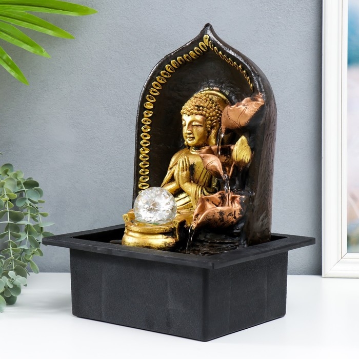 Фонтан настольный от сети Фонтан настольный от сети "Верховный Будда у фонтана" золото 35х25х20 см