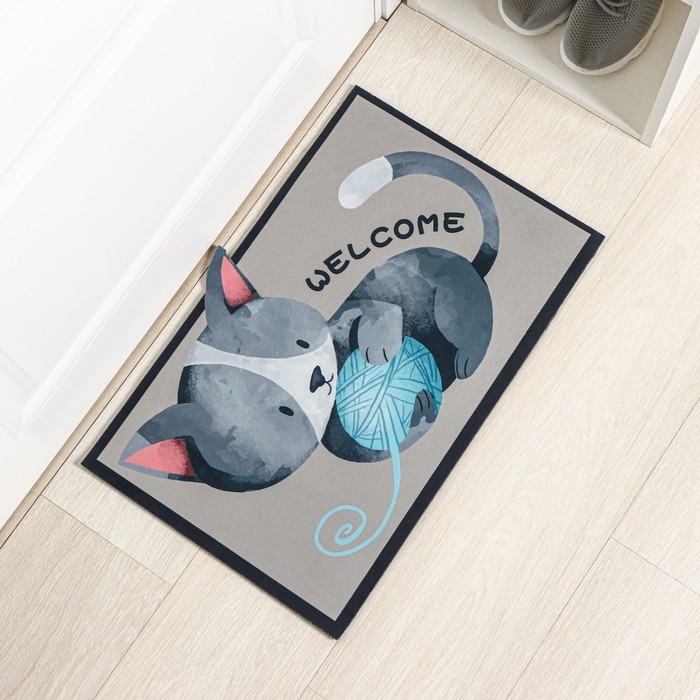 Коврик влаговпитывающий придверный Доляна «Котёнок», без окантовки, 39×59 см Коврик влаговпитывающий придверный Доляна «Котёнок», без окантовки, 39×59 см