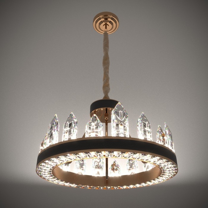 Люстра "Кристалл" LED 50Вт 3000К черно-золотой 50х50х35-155 см BayerLux