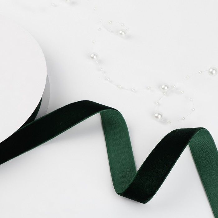 Лента бархатная, 20 мм, 18 ± 1 м, цвет зелёный №165 Лента бархатная, 20 мм, 18 ± 1 м, цвет зелёный №165