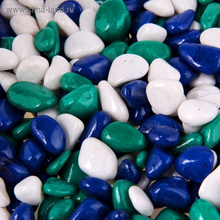 Грунт для аквариума  Грунт для аквариума "Галька цветная,  белый-темн. синий-изумрудный" 800г фр 8-12 мм