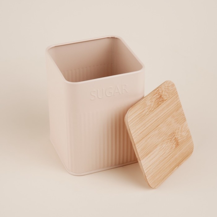 Банка для сахара «Сан-Лоренцо», 10×13 см, цвет розовый, с бамбуковой крышкой Банка для сахара «Сан-Лоренцо», 10×13 см, цвет розовый, с бамбуковой крышкой