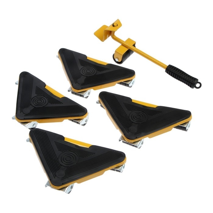 Набор для перемещения мебели ТУНДРА, металлические платформы, г/п до 150 кг, 5 предметов Набор для перемещения мебели ТУНДРА, металлические платформы, г/п до 150 кг, 5 предметов