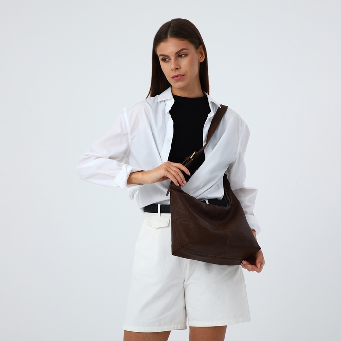 Сумка-багет на молнии, цвет коричневый Сумка-багет на молнии, цвет коричневый