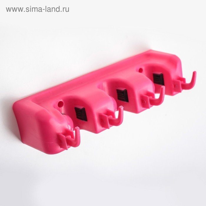 Держатель для уборочного инвентаря с крючками, 26×6×9 см, цвет МИКС Держатель для уборочного инвентаря с крючками, 26×6×9 см, цвет МИКС