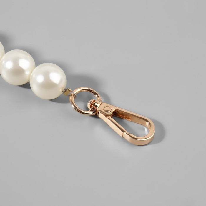 Ручка для сумки, жемчужные бусы, d = 12/14/16 мм, 39 см, цвет белый/золотой