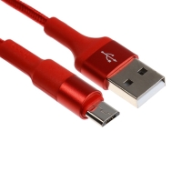 Кабель Hoco X26, Micro USB - USB, 2 А, 1 м, передача данных, оплётка нейлон, красный