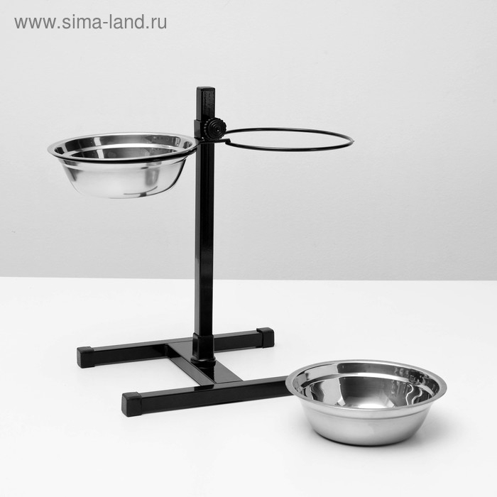 Подставка с мисками, 2 х 1 л, высота 40 см, разборная, чёрная Подставка с мисками, 2 х 1 л, высота 40 см, разборная, чёрная