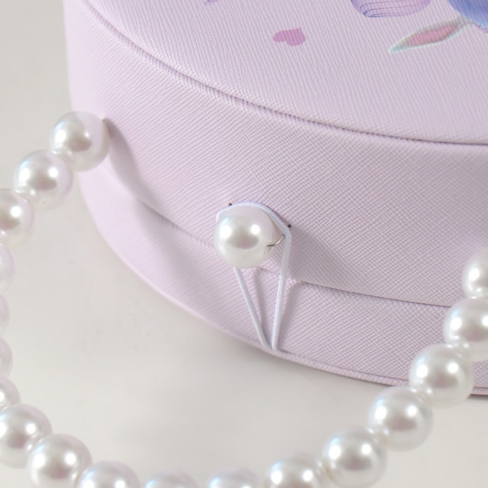 Шкатулка кожзам для украшений сумочка  Шкатулка кожзам для украшений сумочка "Малышка-ангел у домика" сирень 19х15,5х7,5 см