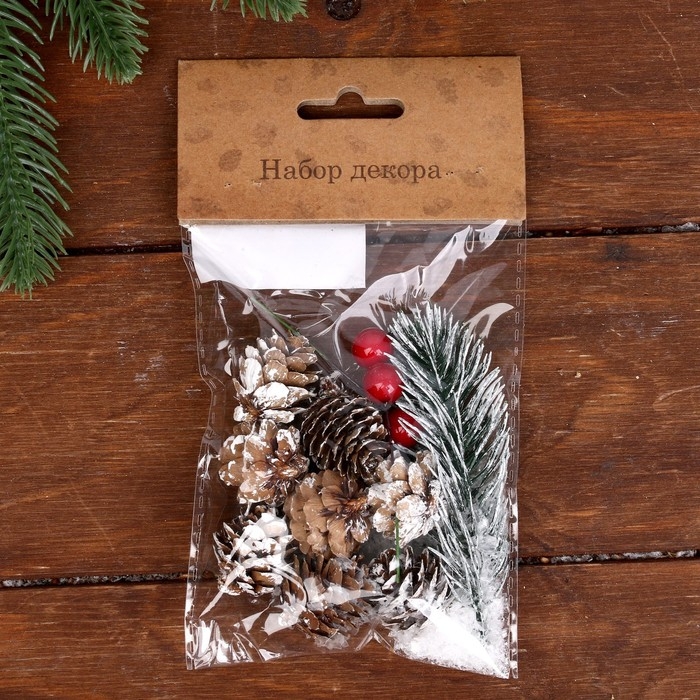 Набор новогоднего декора «Морозные шишки» Набор новогоднего декора «Морозные шишки»