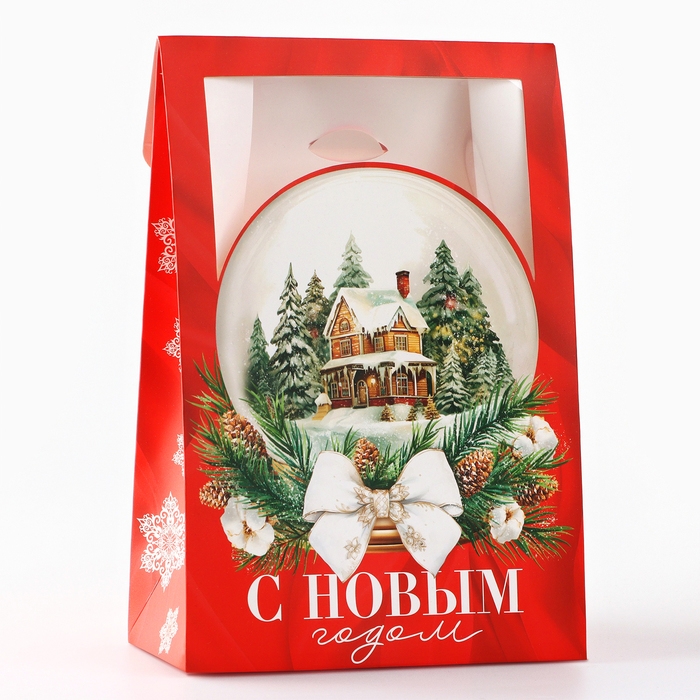 Коробка подарочная новогодняя складная «Снежный шар», 15 х 7 х 22 см, Новый год Коробка подарочная новогодняя складная «Снежный шар», 15 х 7 х 22 см, Новый год