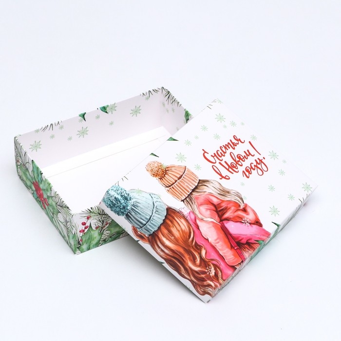 Новый год. Коробка подарочная новогодняя складная, Новый год. Коробка подарочная новогодняя складная, "Акварель", 16,5 х 12,5 х 5,2 см