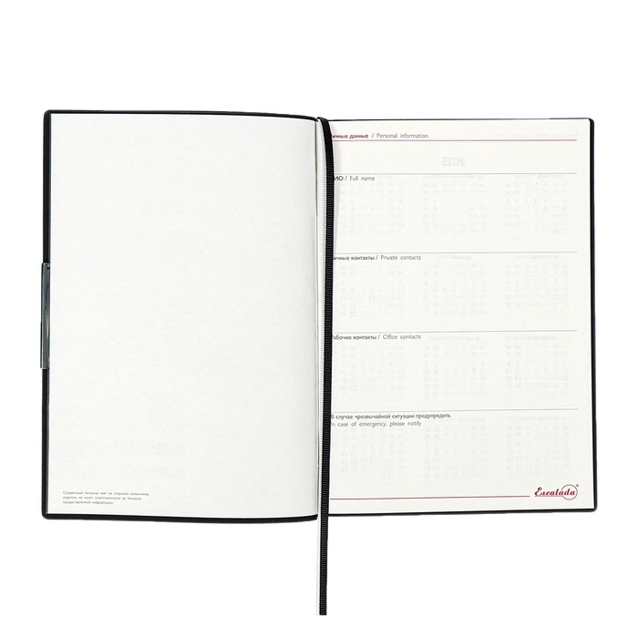 Еженедельник датир 2025г мягк обл иск кож А6+ 80л ESCALADA, тис ф, кр бл 70 г/м², чёрный Еженедельник датир 2025г мягк обл иск кож А6+ 80л ESCALADA, тис ф, кр бл 70 г/м², чёрный