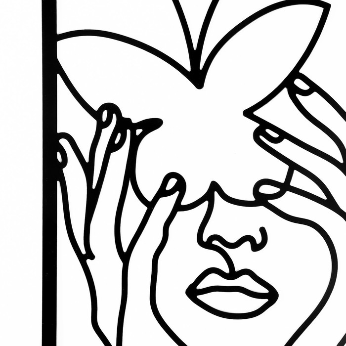 Панно интерьерное металл  Панно интерьерное металл "Абстракция. Девушка с бабочкой" чёрное 30х45 см