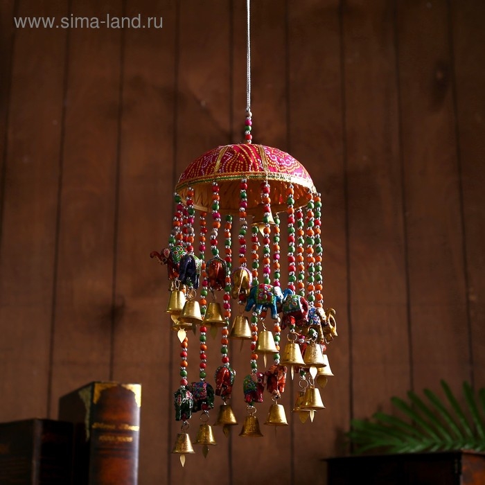Интерьерная подвеска с колокольчиками  Интерьерная подвеска с колокольчиками "Милые слоники" 16х16х60 см  Микс