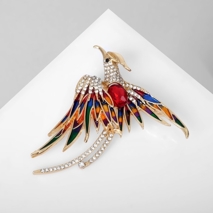 Брошь «Жар-птица», цветная в золоте Брошь «Жар-птица», цветная в золоте