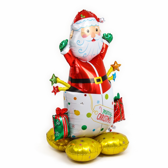 Шар фольгированный 47" &laquo;Подарочек с Дедом Морозом&raquo;, на подставке