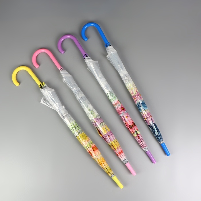 Зонт - трость полуавтоматический «Цветы», 8 спиц, R = 40/58 см, D = 116 см, цвет МИКС Зонт - трость полуавтоматический «Цветы», 8 спиц, R = 40/58 см, D = 116 см, цвет МИКС