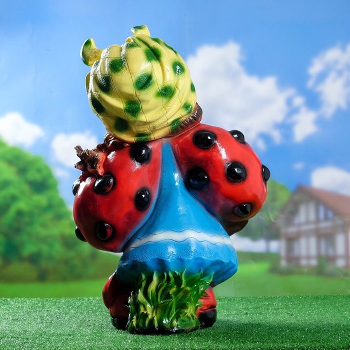 Садовая фигура  Садовая фигура "Гном девочка-божья коровка с виноградом" 44х21х64см