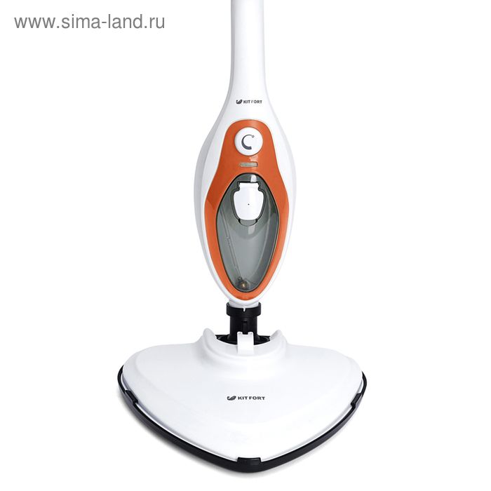 Паровая швабра Kitfort KT-1004-3, 1500 Вт, 350 мл, шнур 4.8 м, бело-оранжевая