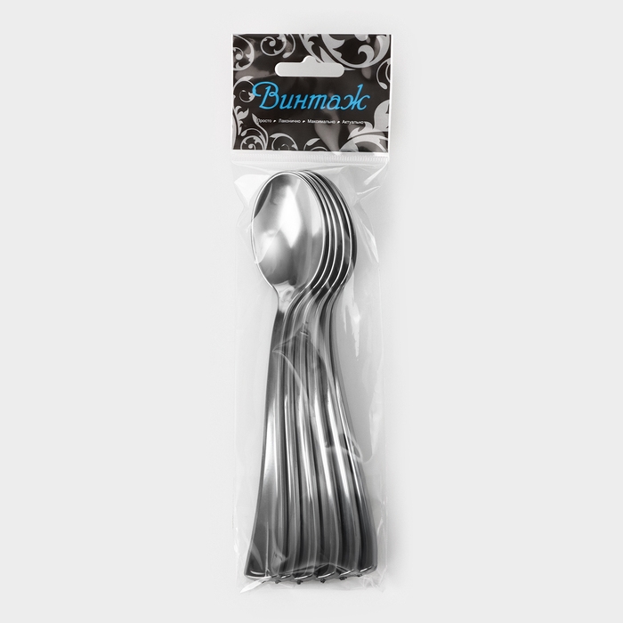 Ложка пластиковая одноразовая, 17,5 см, цвет металлик, 6 шт/уп Ложка пластиковая одноразовая, 17,5 см, цвет металлик, 6 шт/уп