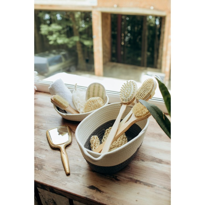 Корзина для хранения плетёная ручной работы LaDо́m «Рита», 34×23×14 см, цвет серый Корзина для хранения плетёная ручной работы LaDо́m «Рита», 34×23×14 см, цвет серый