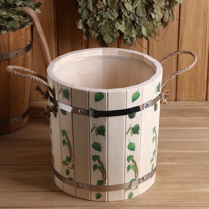 Запарник из липы, 9 л,  пластиковая вставка, ручка-веревка (Рисунок  7), УФ-печать Запарник из липы, 9 л,  пластиковая вставка, ручка-веревка (Рисунок  7), УФ-печать