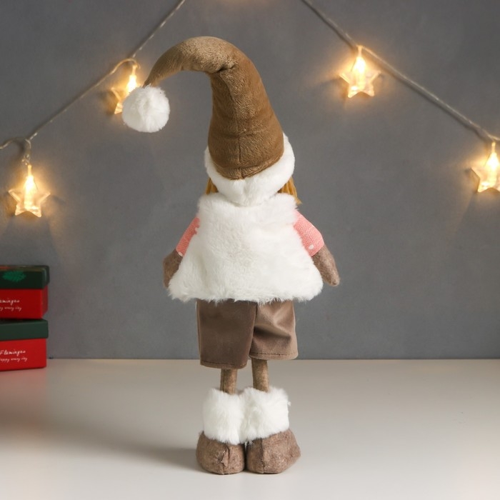 Кукла интерьерная Кукла интерьерная "Мальчик в белой жилетке и бежевом колпаке" 48х10х15 см