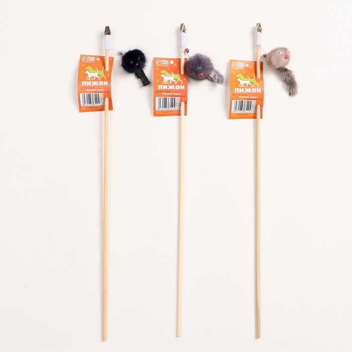 Дразнилка - удочка Дразнилка - удочка "Норковый зверек" на деревянной палочке, микс цветов