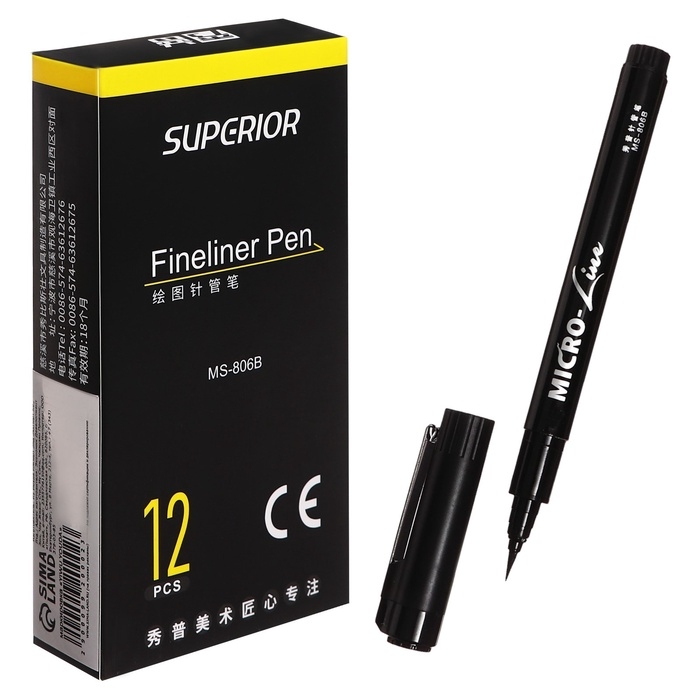 Маркер профессиональный линер черный, тонкая линия Маркер профессиональный линер черный, тонкая линия