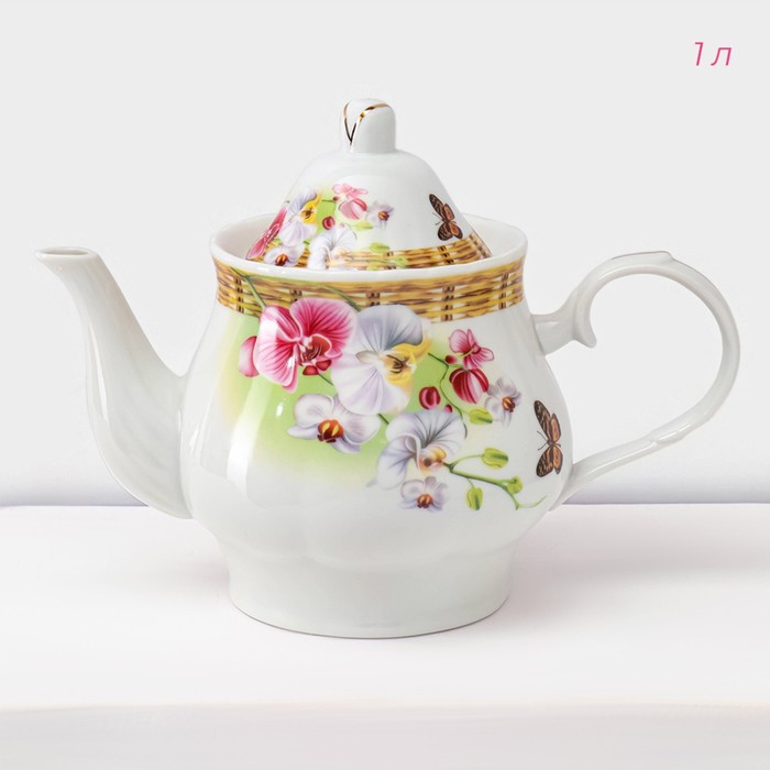 Набор чайный керамический на металлической подставке Доляна «Садовый дворик», 13 предметов: 6 чашек 200 мл, 6 блюдец d=14,1 см, чайник 1 л ㅤ Набор чайный керамический на металлической подставке Доляна «Садовый дворик», 13 предметов: 6 чашек 200 мл, 6 блюдец d=14,1 см, чайник 1 л ㅤ