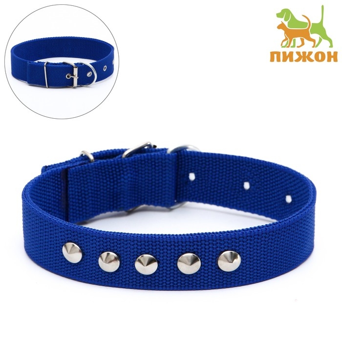 Ошейник клепаный, 48,5 х 3 см, ОШ 31-40 см, полиэстер, синий Ошейник клепаный, 48,5 х 3 см, ОШ 31-40 см, полиэстер, синий