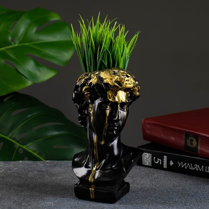 Кашпо - органайзер  Кашпо - органайзер "Бюст Давида" черный, 17х9х10см