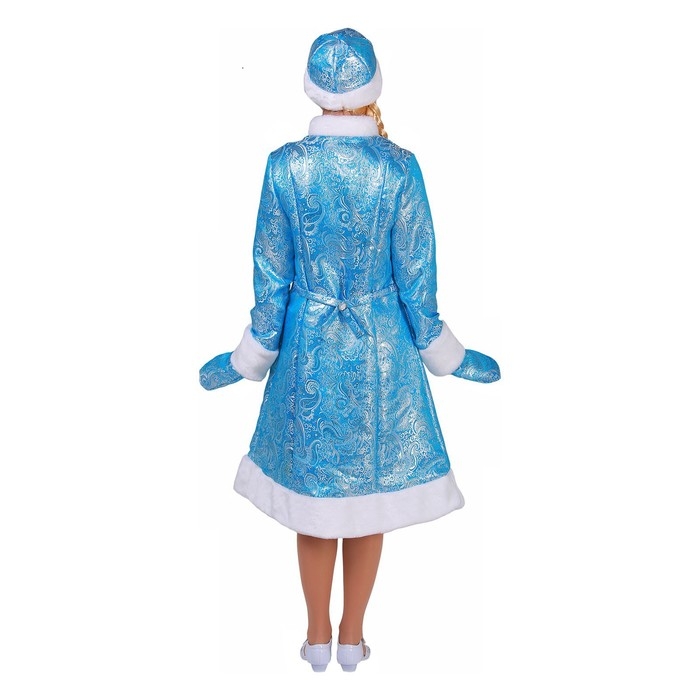Карнавальный костюм «Снегурочка из парчи», голубая шубка, шапочка, рукавички, р. 48 Карнавальный костюм «Снегурочка из парчи», голубая шубка, шапочка, рукавички, р. 48