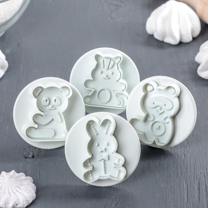 Набор плунжеров кондитерских Доляна «Мягкая игрушка», 4 шт, цвет МИКС Набор плунжеров кондитерских Доляна «Мягкая игрушка», 4 шт, цвет МИКС