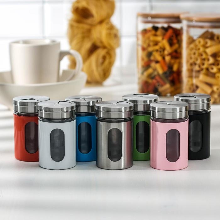 Солонка стеклянная «Универсал», 100 мл, цвет МИКС Солонка стеклянная «Универсал», 100 мл, цвет МИКС