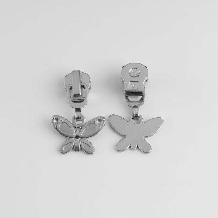 Бегунок автоматический для металлической молнии, №5, декоративный «Бабочка», 10 шт, цвет никель Бегунок автоматический для металлической молнии, №5, декоративный «Бабочка», 10 шт, цвет никель