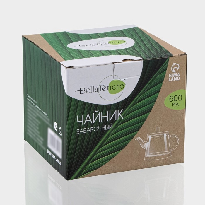 Чайник заварочный стеклянный с бамбуковой крышкой и металлическим фильтром BellaTenero «Бамбук», 600 мл, 19×11,3×12,2 см Чайник заварочный стеклянный с бамбуковой крышкой и металлическим фильтром BellaTenero «Бамбук», 600 мл, 19×11,3×12,2 см